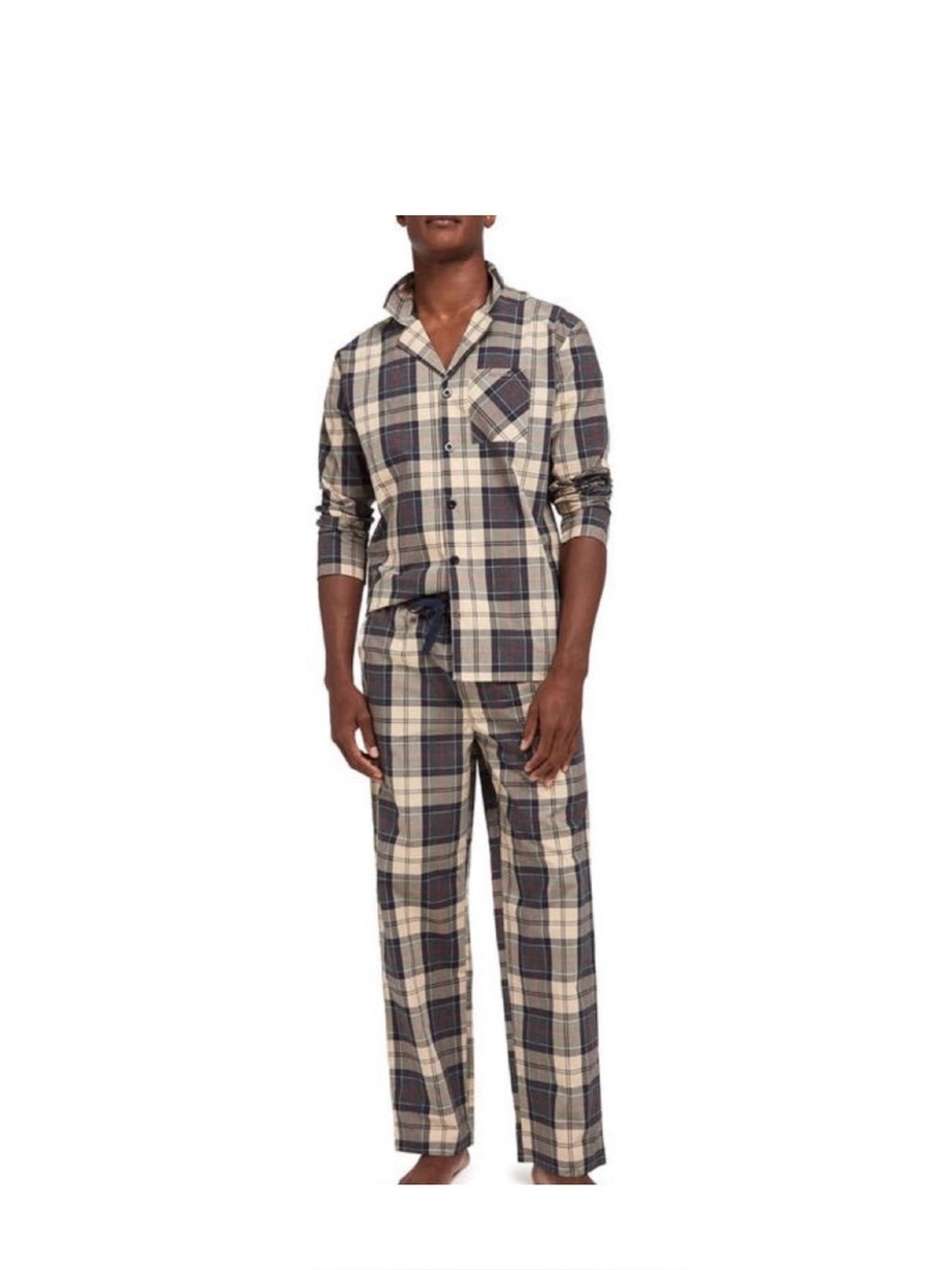 Barbour Plaid Woven Cotton Pajama Set in Stone Tartan Laith Tartan Men’s Sz XL